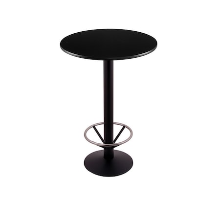Holland Bar Stool Co 42" 214 Black Table, 24" dia. Top, Foot Ring 214-1642BW24RFTRG